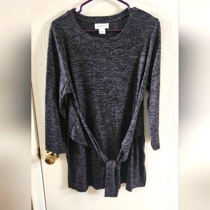 EUC Liz Claiborne Charcoal Tunic with front tie